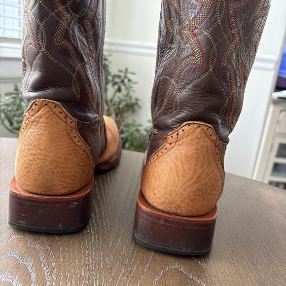 Double H Mens Western Leather Boots Embroidered Buckaroo Style Workwear | 8.5D